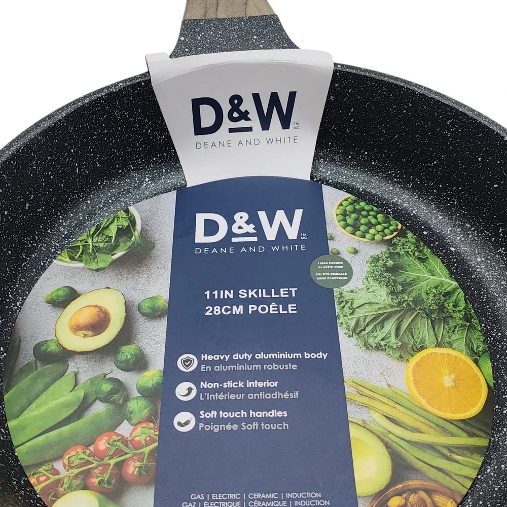 D&W Deane And White Cookware 11in Frying Pan Skillet‎ Nonstick Interior Charcoal